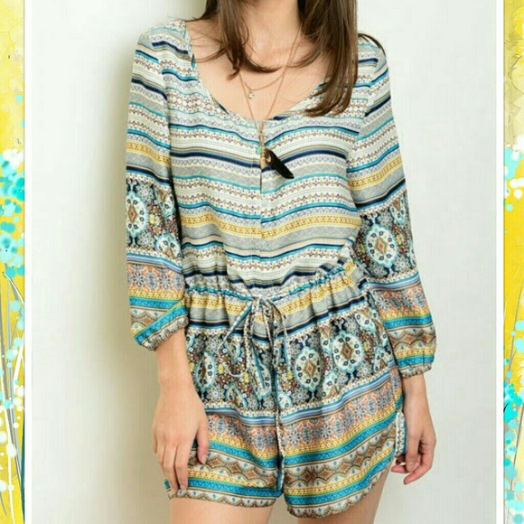 Mandala Print Lightweight Silky Trendy Boho Romper - Picture 3 of 7